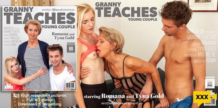 Mature NL – Granny teaches a young couple the ways of steamy sex – Romana & Tyna Gold