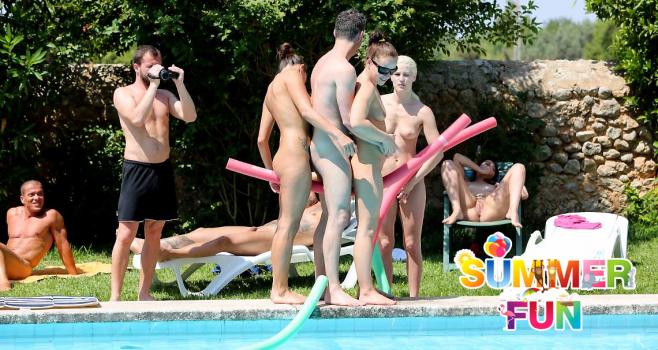 Summer Sinners – Chrissy Fox & Blanche Bradburry – Horny girls getting fucked by the pool