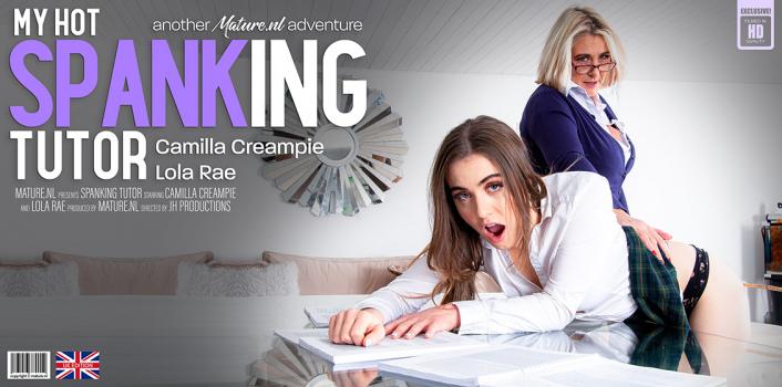 Mature NL – Camilla Creampie & Lola Rae – Hot young Lola Rae get spanked by tutor Camilla Creampie and then some!