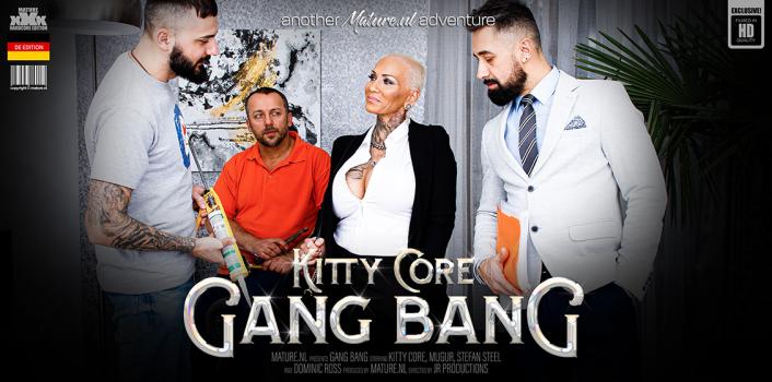 MatureNL – Kitty Core - Three strapping guys fuck MILF Kitty Core until they all come on her big tits
