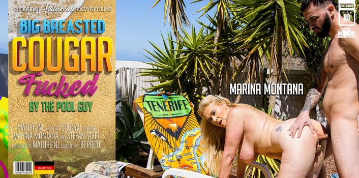 MatureNL - Big breasted cougar Marina Montana gets fucked at the poolside under the hot sun